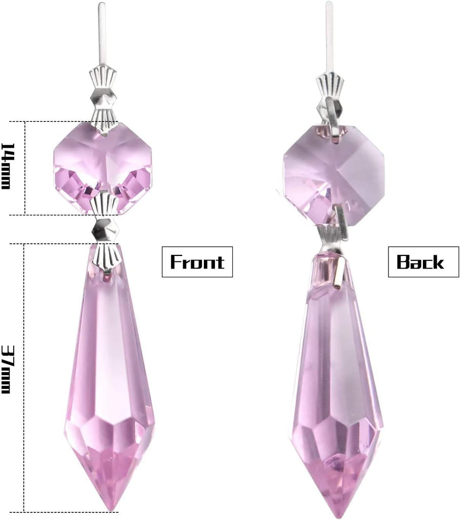 20 Pieces Chandelier Icicle Crystal U-Drop Prisms Lamp Parts Glass Pendants Beads for Wedding