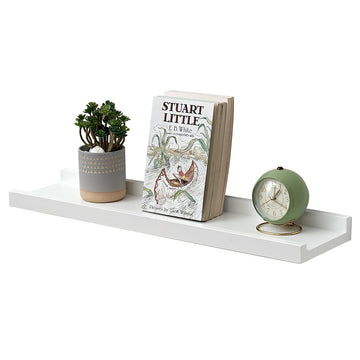 Floating Shelf White Oak Wood Wall Shelves 24 Inch (Upgrade Width 6"), Display Picture Ledge Shelf Living Room