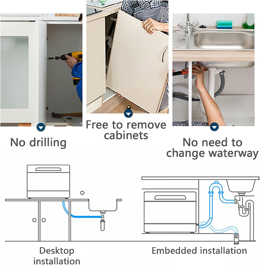 1200W Portable Dishwasher, 110V Compact Dish Washing Machine RV Dishwasher with Large Capacity Air Dry Function 3