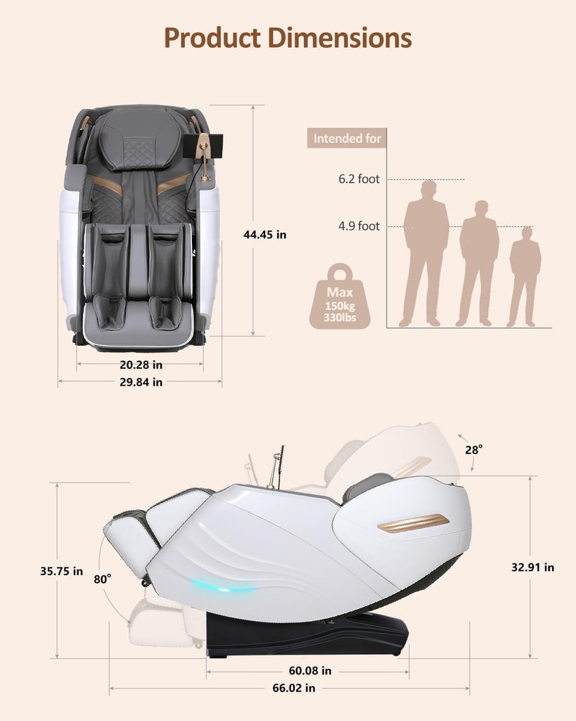 Massage Chair Full Body with Body Scan, Zero Gravity, SL-Track, White | 20 Modes Shiatsu Massage Chair Built-in Heat
