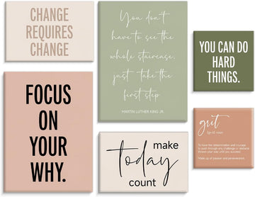 Framed Motivational Office Wall Decor, Set of 6 Boho Inspirational Canvas Wall Art Office Decorations for Work