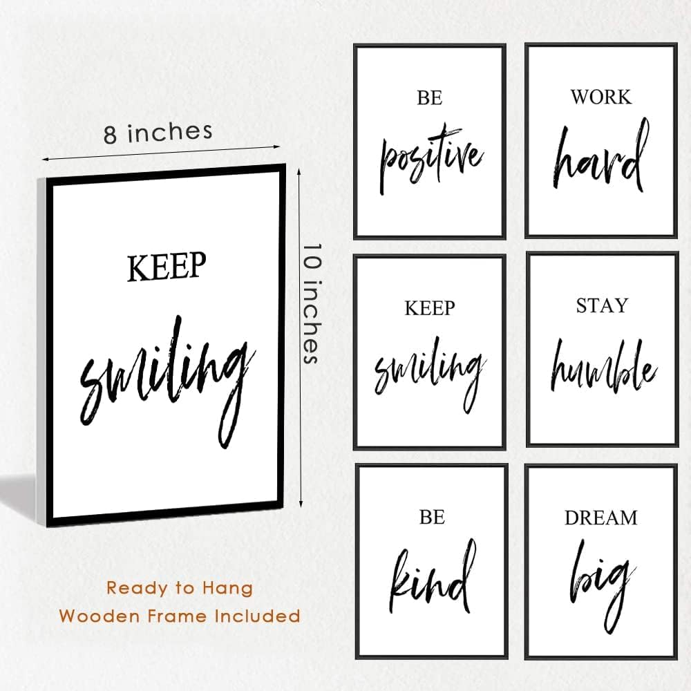 Inspirational Wall Art, Framed Motivational Canvas Wall Art Positive Quote Bedroom Office, Stretched Ready to Hang