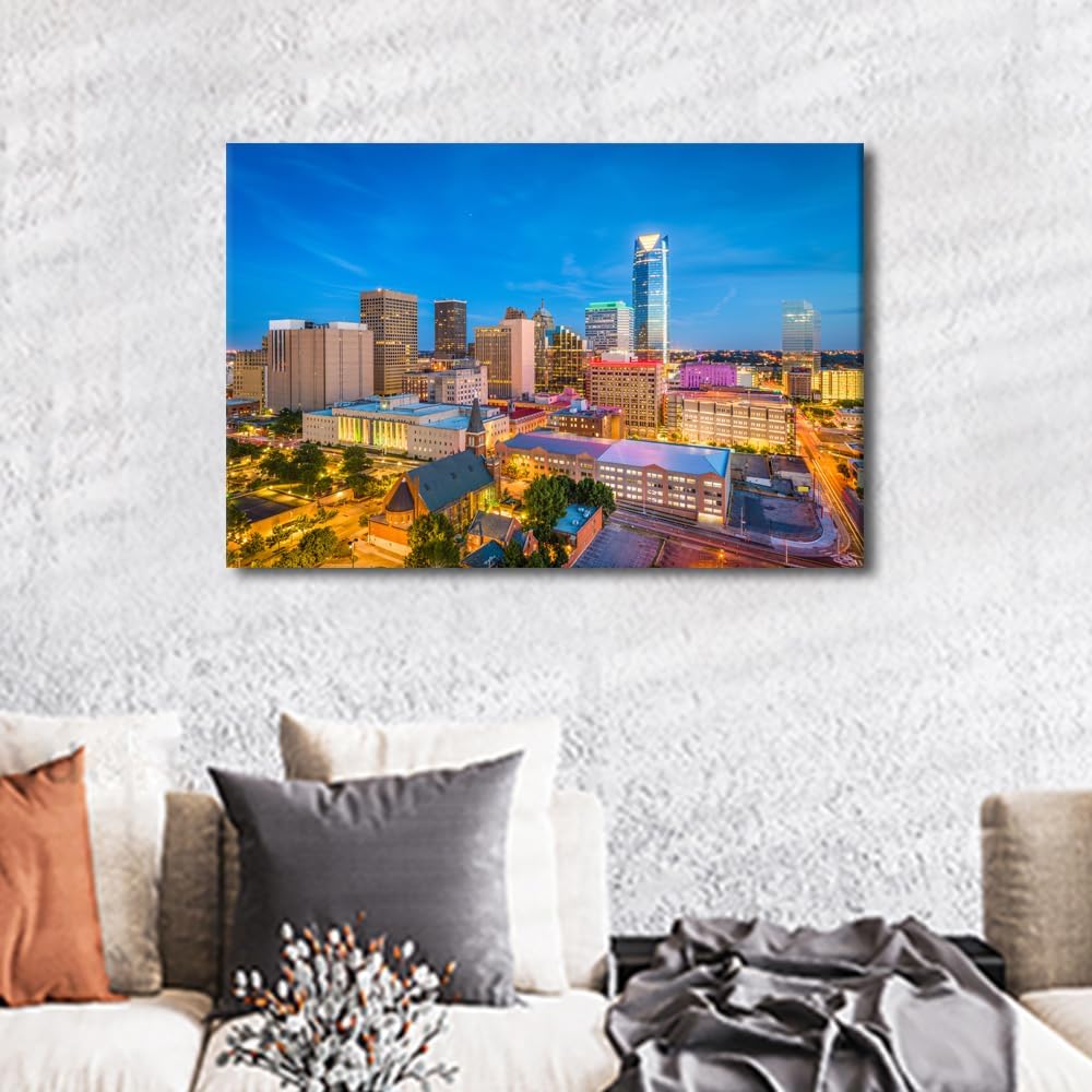 1 panel Canvas Wall Art Decor Oklahoma City Picture Printing Wall Art City Skyline Theme Poster Prints on Canvas Home