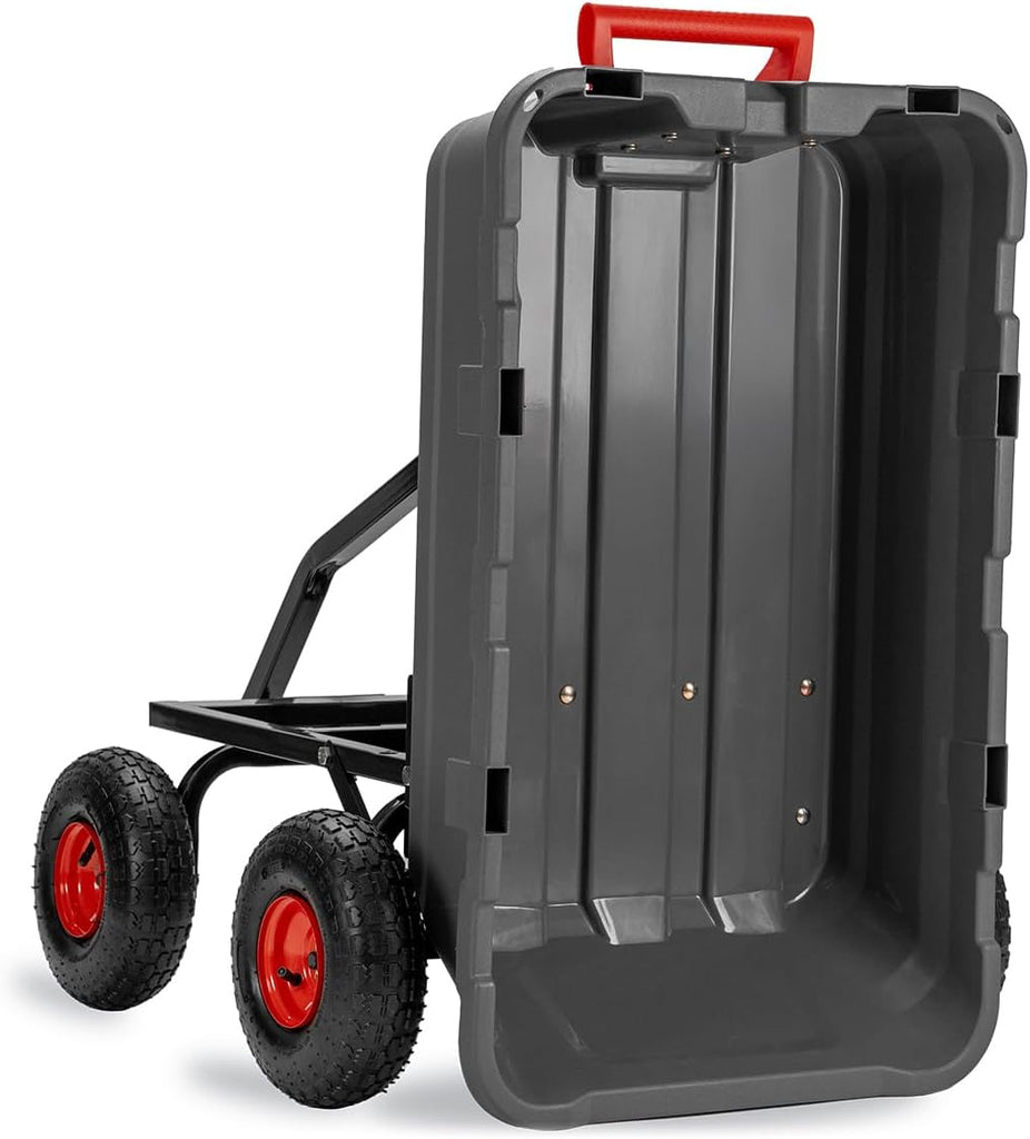 2-in-1 Convertible Handle Heavy Duty Garden Cart Dump Wagon Utility 800-Pound Dump Cart Utility Cart for Yard, Farm