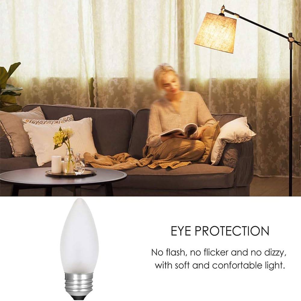 60 Watt Incandescent Light Bulbs, Medium E26 Candelabra Base Equivalent Incandescent Torpedo Tip Chandelier with