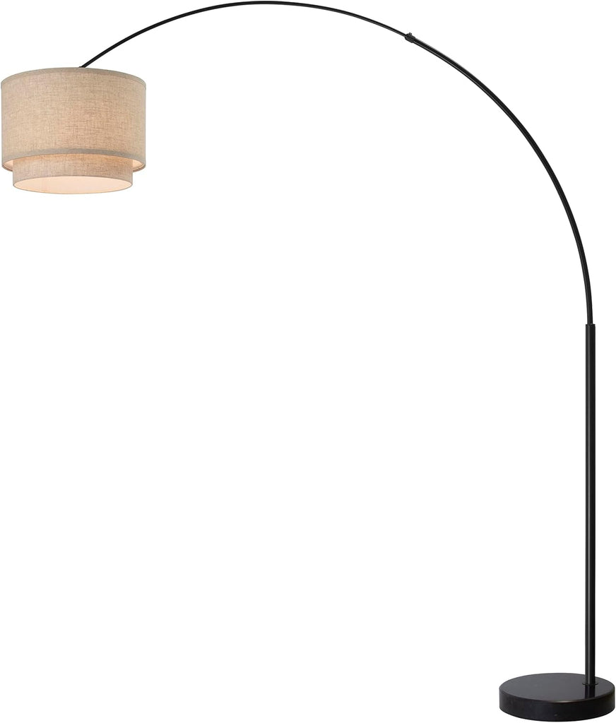 Modern Arcing Floor Lamp - Tall Stand Up Arching Drum Shade - Large Contemporary Floor Lamps and Bedrooms