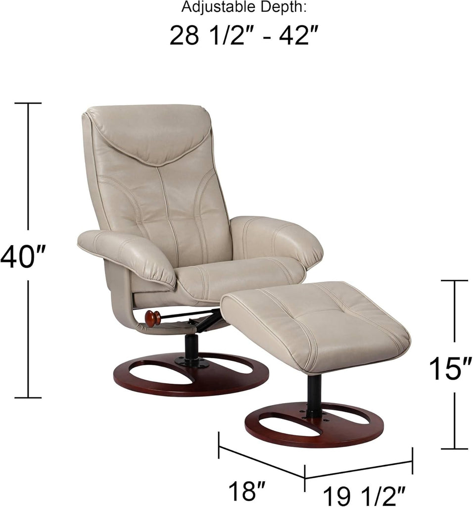 Modern Reclining Swivel Lounge Chair and Ottoman — Faux Leather