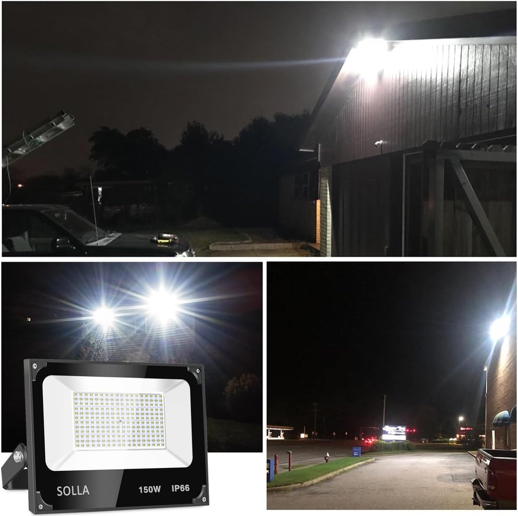 2 Pack 150W Led Flood Lights, 15000lm 6000K Daylight White Exterior Flood Lighting, Outdoor Indoor Lights Fixture