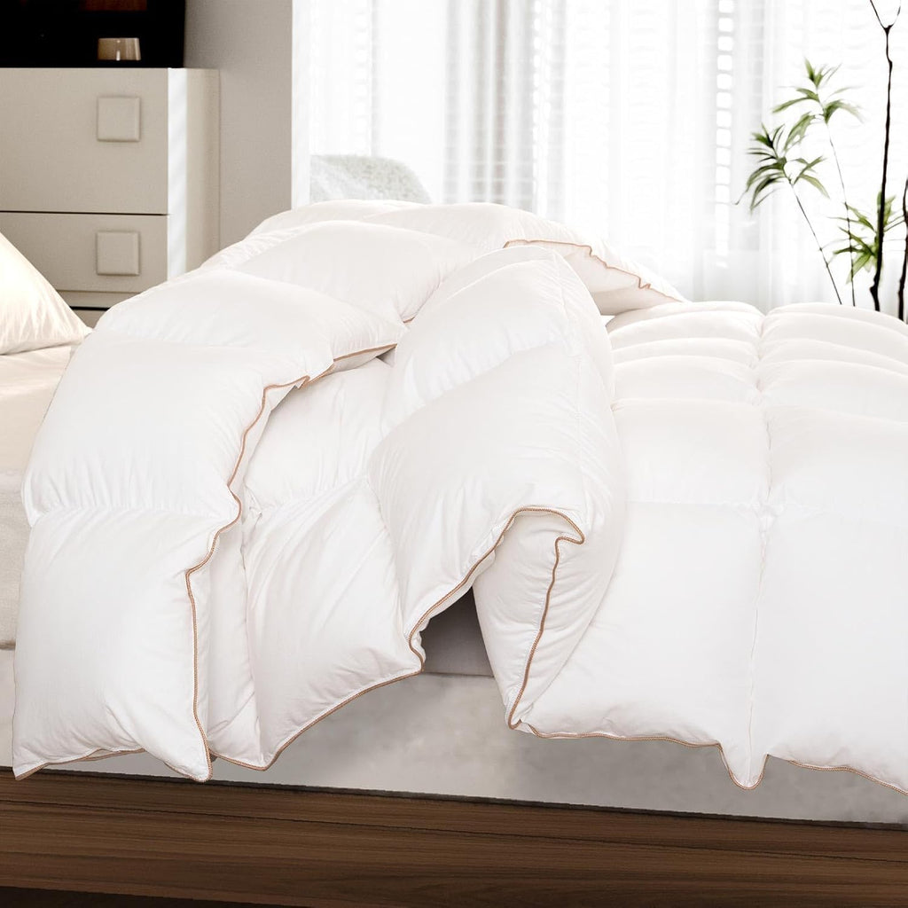 Down Comforter King - All Season Medium Weight Fluffy White Duvet Insert, Warm Feather Bedding, Soft