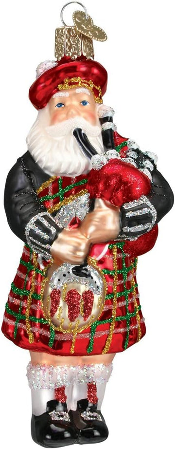 Ornaments: Assortment of Santas Glass Blown Ornaments, Highland Santa 5 Inches