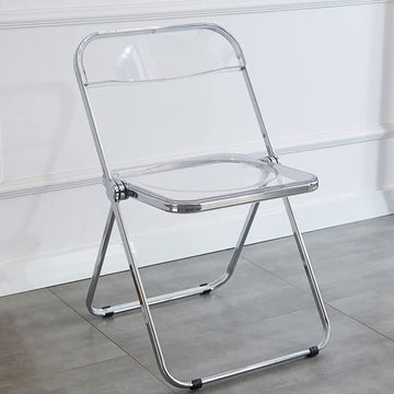 Luxury Modern Transparent Folding Chair Acrylic Folding Chairs-Acrylic Ghost Stackable Crystal Seat-PC Plastic Living