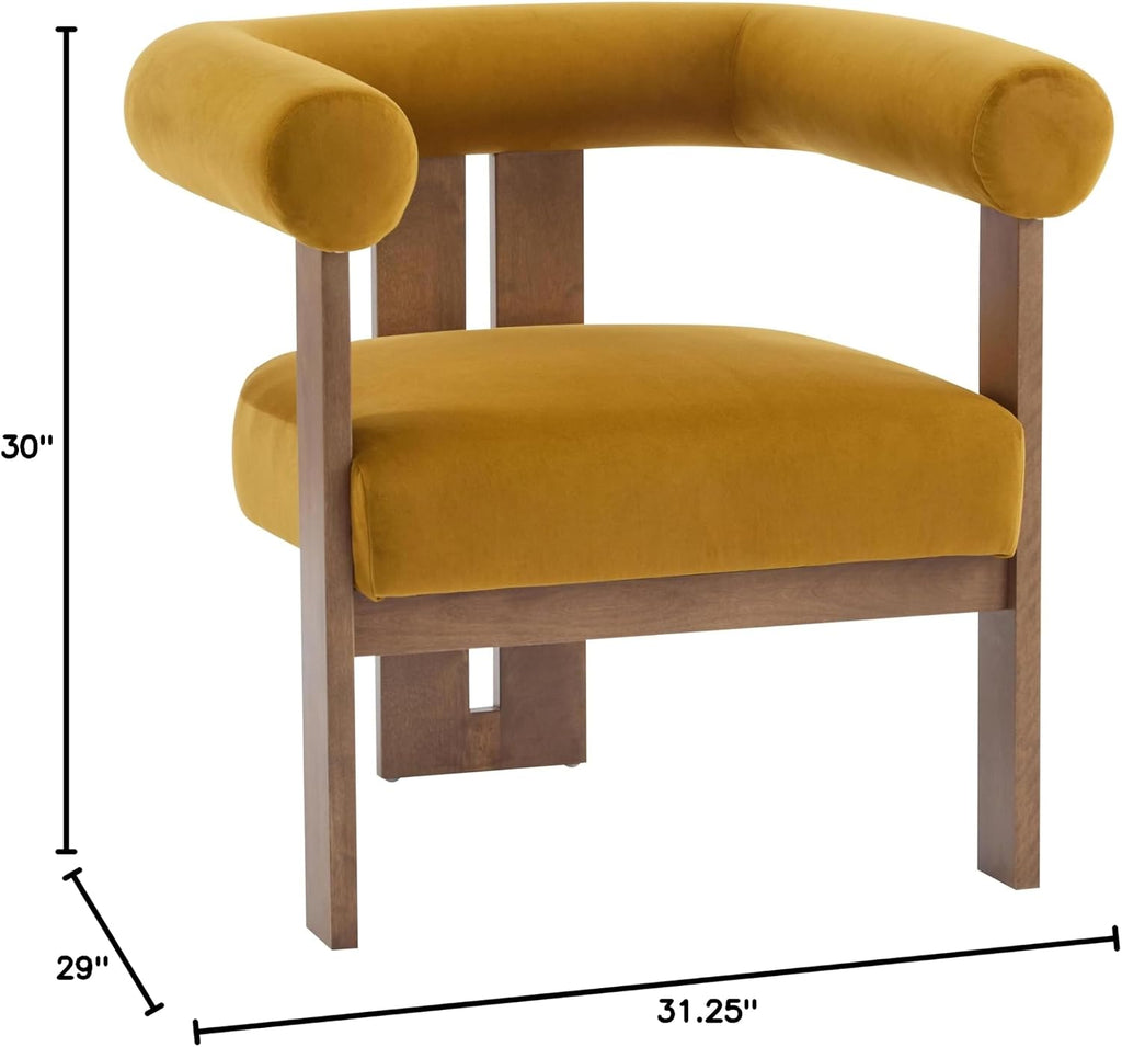 Linton Modern Velvet Upholstered Accent Chair, Living Room Solid Wood Lounge Chair, Bedroom Soft Cushion Comfy