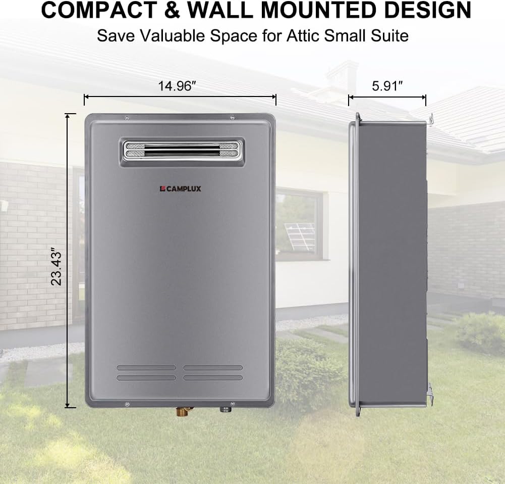 Climatech 5 Tankless Water Heater Propane Outdoor 5.28 GPM Up to 6.4 GPM, 150