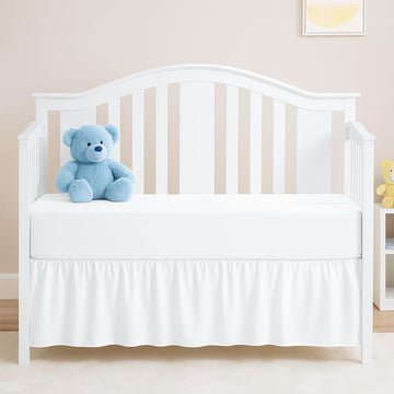 White Crib Bed Skirt, Perfect Crib for Boys & Girls with a 14" Drop and Size 28"x 52"