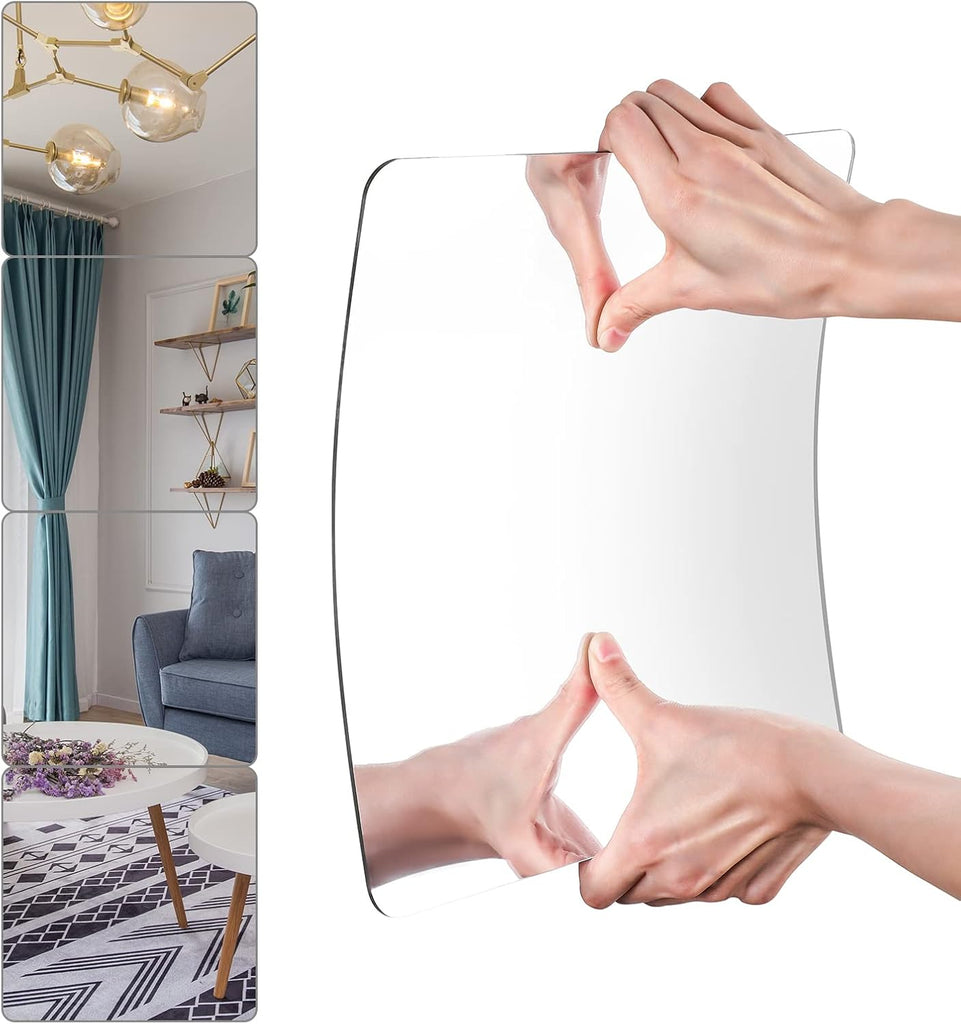 Wall Mirror Full Length, on Door Mirrors, Cheap Mirror Acrylic, shatterproof Gym Mirrors Gym, 8"X8"-4 Pcs, Workout Non
