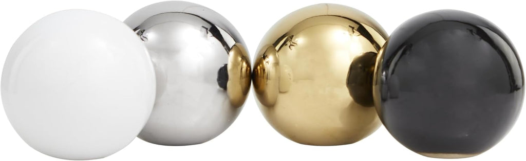 Ceramic Geometric Metallic Small Minimalistic Decorative Ball Orbs & Vase Filler 4" D, Multi Colored - Set of 4