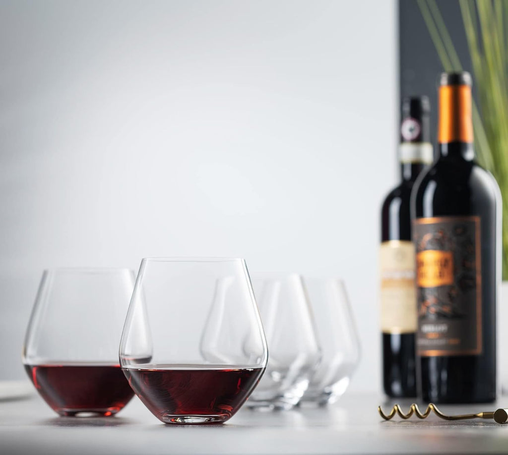 Wine Glasses, Stemless Wine Glasses, Red Wine Drinking Glasses, Stemless Wine Glass - 17oz, Set of 4 - Made in Europe