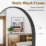 Arched Wall Mirror, 24 x 36 inch Arch Bathroom Mirror, Wall Mounted Vanity Mirror with Arch Metal Frame, Modern