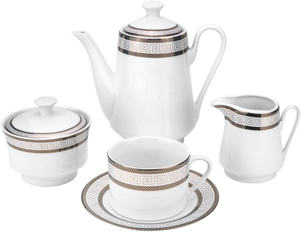 57-pc Banquet Dinnerware Set, Luxury Tableware Dining Service for 8 (Greek Key Dark)