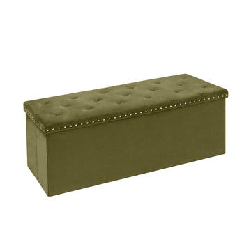 43.7 Inches Velvet Storage Ottoman Bench, Olive