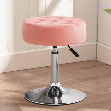 Adjustable Vanity Stool, 360° Swivel Vanity Chair for Makeup Room, White Ottoman Stool for Vanity, Vanity Seat Makeup