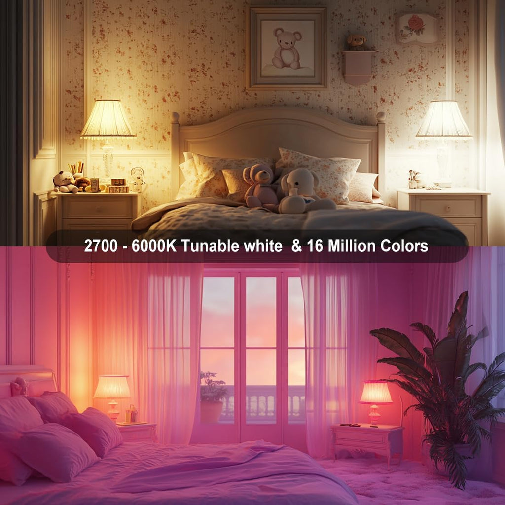 Smart RGB Light Bulbs Work with Alexa, 12W(130W Equivalent), 2700K-6000K，A19 E26 Bluetooth Color Changing Light Bulb