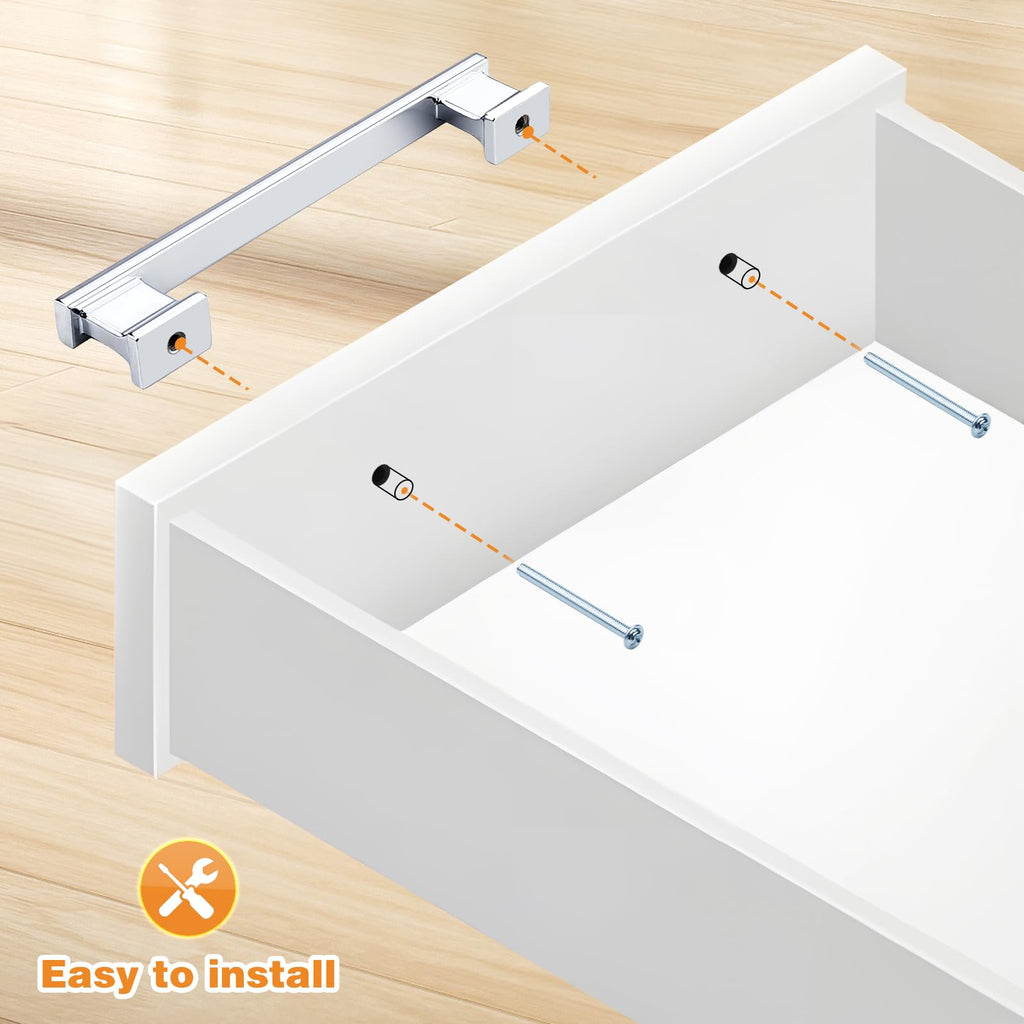 20 Pack Polished Chrome Cabinet Pulls 7.56 Inch (192mm) Kitchen Handles Hardware for Cupboard Handles Drawer Pulls