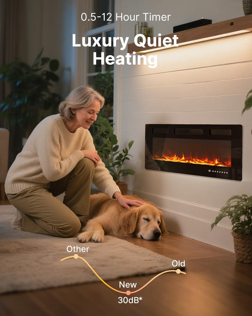 Electric Fireplace 40 Inch with 3 Remotes
