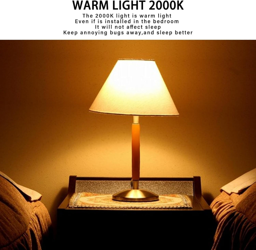 Dusk to Dawn Bug Light Bulb Outdoor,2 Pack Amber Bug Light Bulb,Auto On/Off,10W(100W Equivalent),E26 Base,Bug Lights