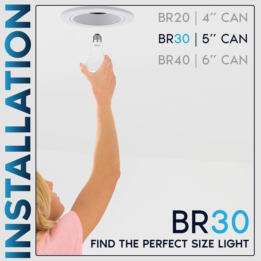 4-Pack BR30 LED Bulb, 65W Equivalent, 3000K Soft White, Dimmable, 650 Lumens, LED Flood Light Bulbs, 8.5W, Energy