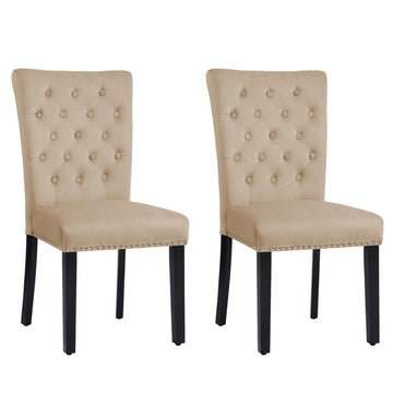 Velvet Dining Chairs Set of 2, Parsons Kitchen Chair, Camel