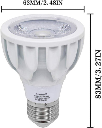 PAR20 E26 Dimmable COB Bulb 12W Warm White 3000K Can Light 2 Pack