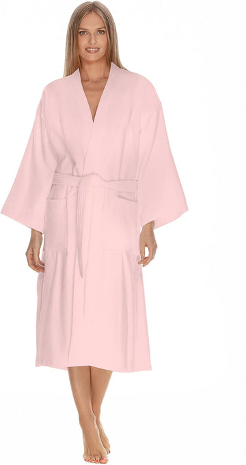 Womens Terry Cloth Bathrobe by Boca Terry, 100% Cotton White Hotel Spa Robe | Soft, absorbent towel robe