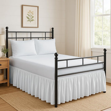 Ruffled Bed Skirt Split Corners with Platform, Tailored Fit Hotel Quality Wrinkle Free Ultra-Soft Microfiber Dust