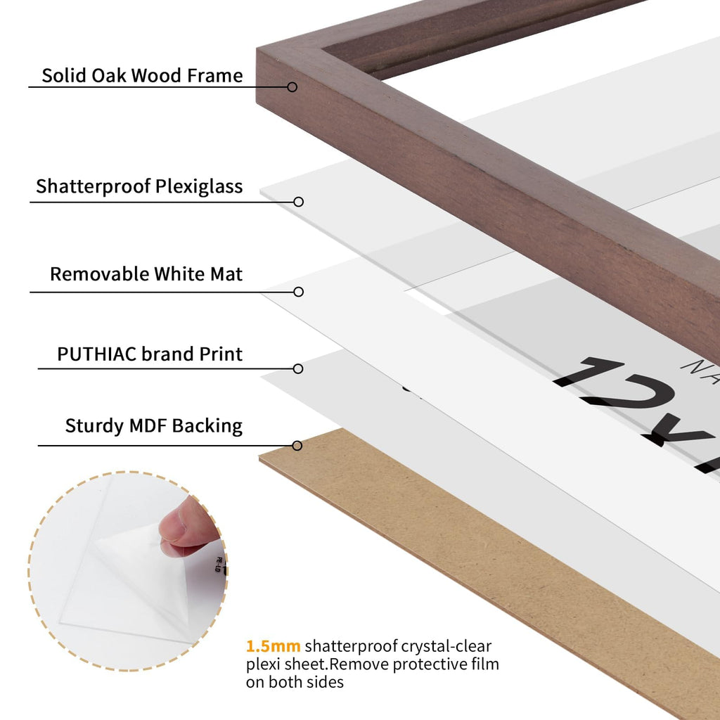 12x18 Solid Oak Wood Picture Frame, Walnut, 1 Pack