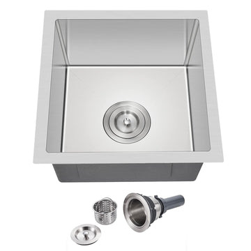15 x 15 Inch Undermount Kitchen Sink 18 Gauge 304 Stainless Steel
