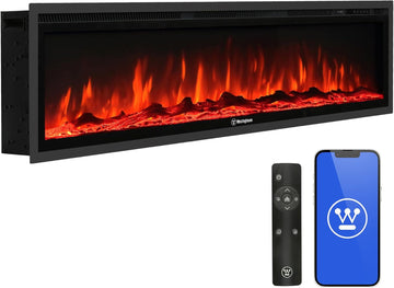 60 Inch Electric Fireplace Heater, Compatible with Alexa & Google Home