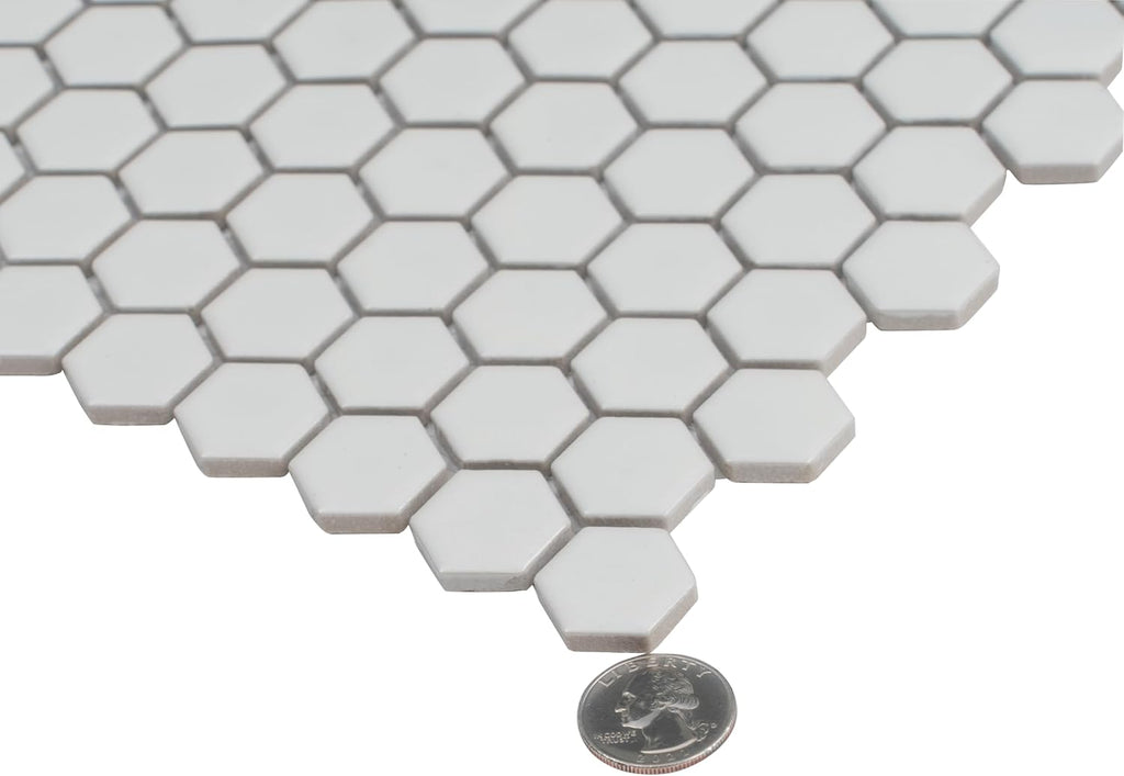 Hexagon Porcelain Tile White 10x12 Matte 8.36 sq ft/case 10-Pack - Set of 10