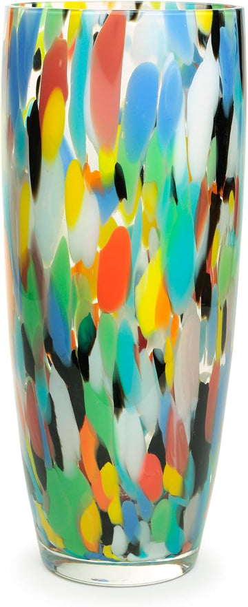 Murano Style Glass Vase Hand Blown Colorful Confetti Effect Home Decor AD3 | Hand Blown Glass Vase, Decorative Table