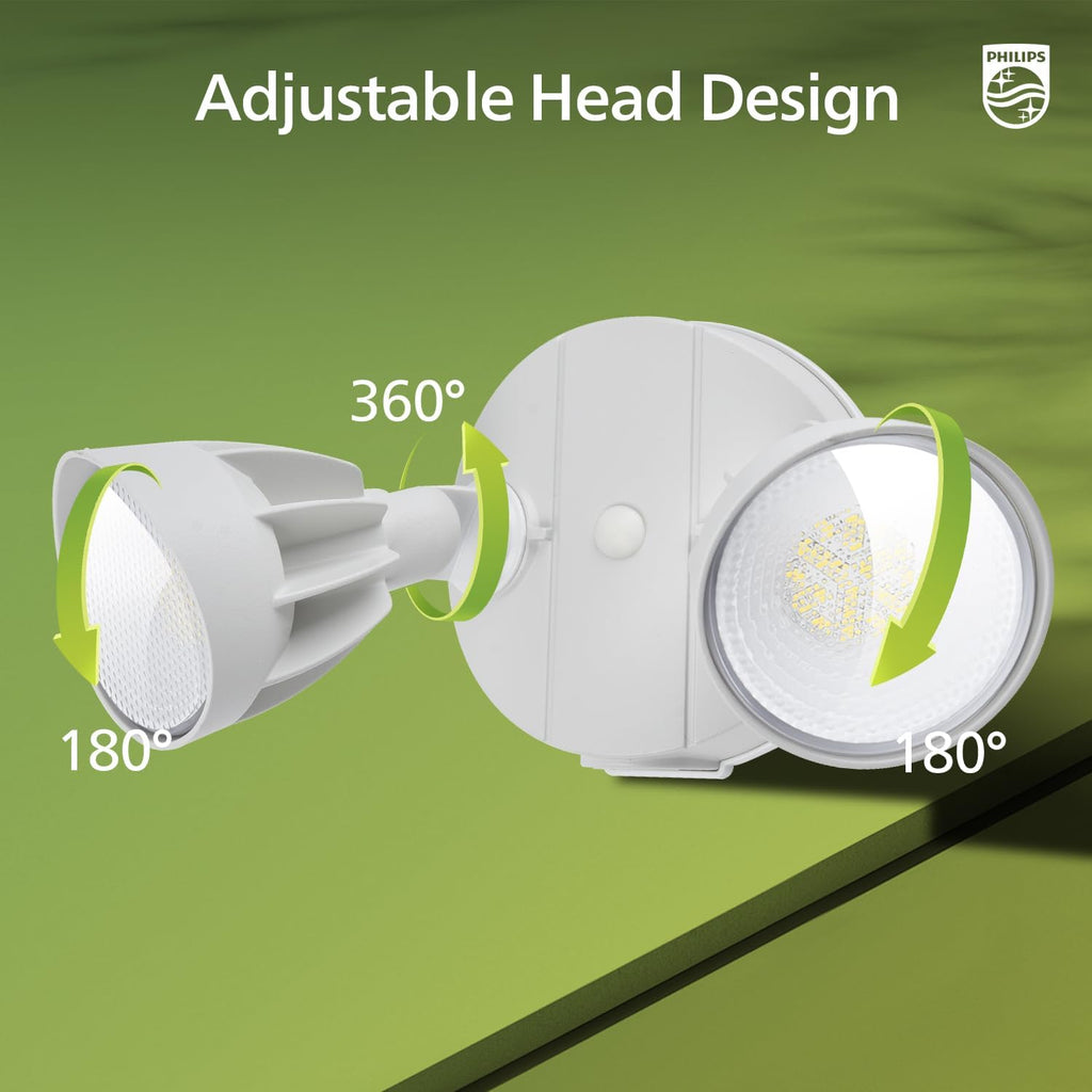 Dusk to Dawn 44W 3500LM LED Security Flood Lights Outdoor, 5000K Daylight, Wet Location, Dual Adjustable Heads