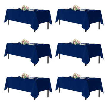 Navy Blue Tablecloths 60x120 Inch for 8 Foot Tables, 6 Pack