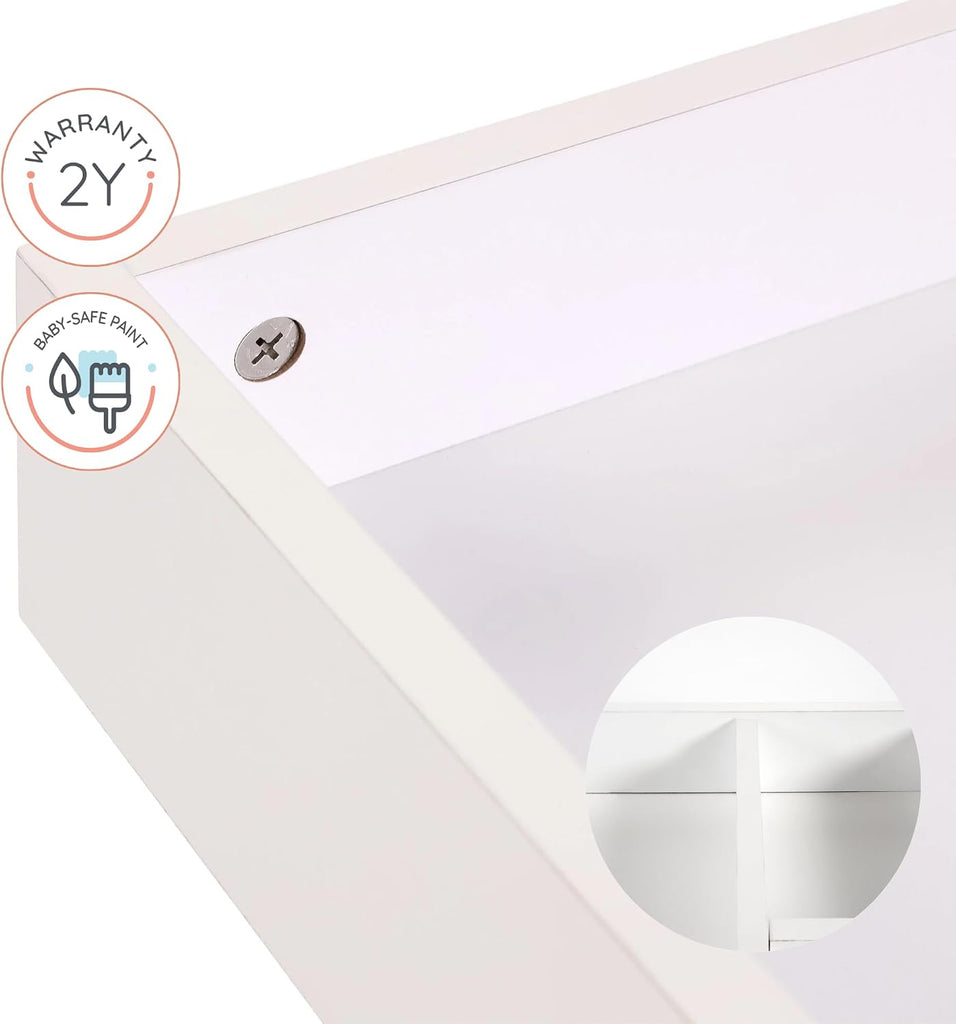 Baby Changing Tray, 39" Lala 3-Drawer Dresser Topper, White | Tray Pairs with baby Lala 3-Drawer Dresser, Fits