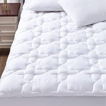 King Mattress Pad, 450 GSM Fill, Cotton Top, 8-21 Inch Pocket | OEKO-TEX Certified, White King 78 x 80 Inches