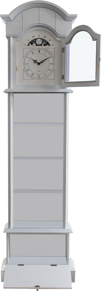 72'' Traditional Floor Standing Wood Grandfather Clock with White Finish