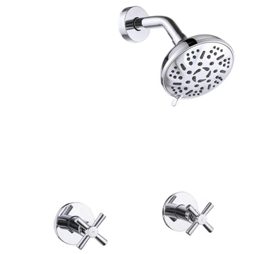 2 Handles Shower Faucet Set with Rough-in Valve,Wall Mount,Chrome