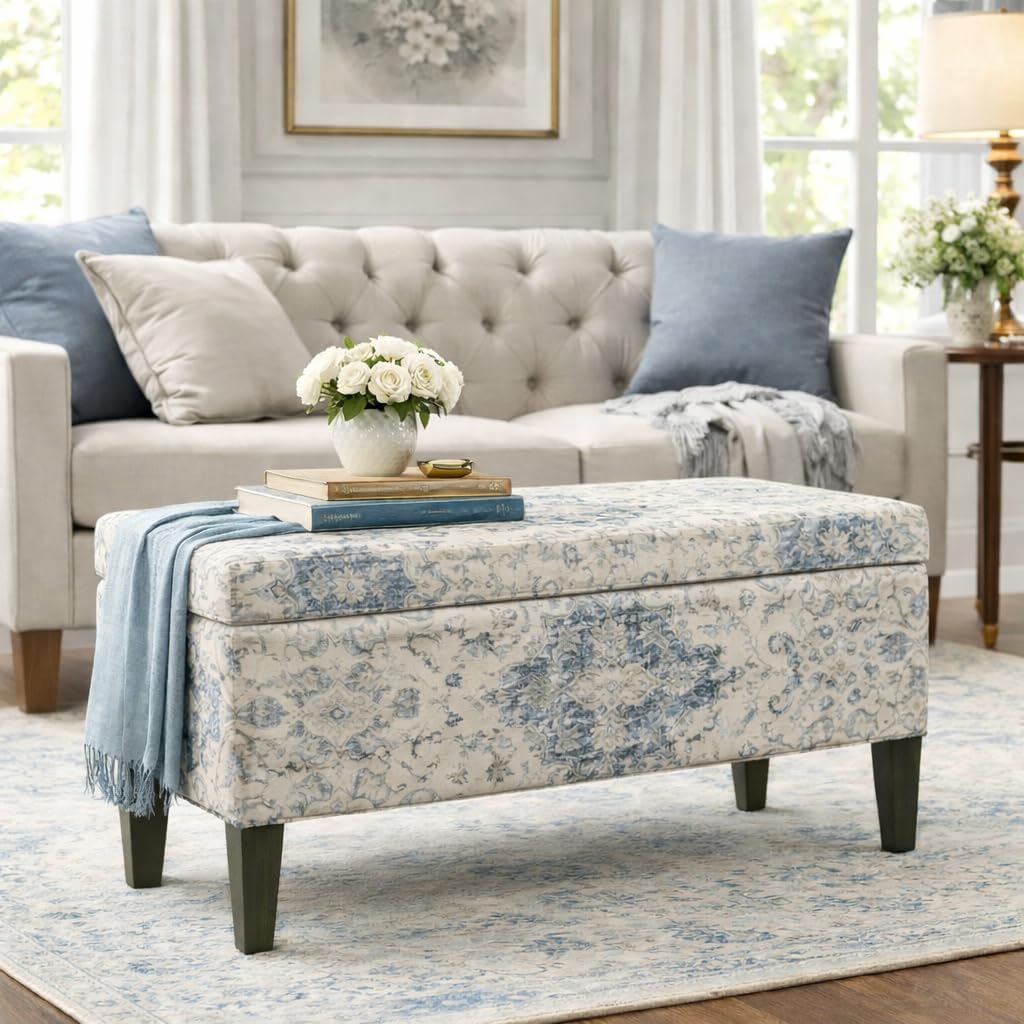 36" Decorative Storage Bench - Antiqued Blue