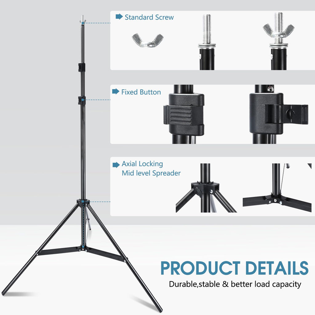 Photo Video Studio 10x7Ft (WxH) Adjustable Background Stand Backdrop Support System Kit with Carry Bag