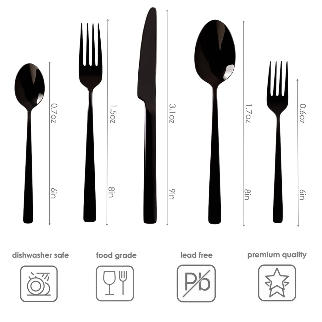 Silverware Set for 6, 30-Piece Oxford Flatware Set, Flat Handle Stainless Steel Cutlery Set with Fork Knife Spoon