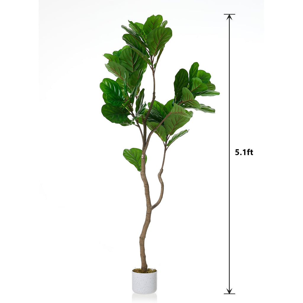 5FT Artificial Fiddle Leaf Fig Tree in Pot, Evergreen Floor Plants Decor, Large Potted Fake Fig Trees Tall Fake Plant