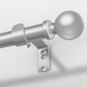 Long Silver Curtain Rod 36-122 Inch, 1 Inch Adjustable Heavy Duty Curtain Rods for Windows, Decorative Modern Window